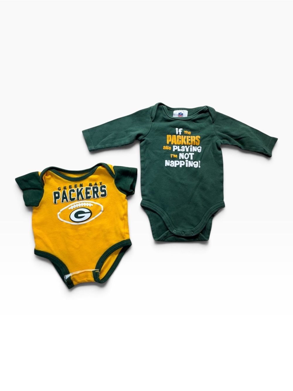 Green Bay Packers Baby Bodysuit Lot 0-3 Months NFL Team Apparel 2 Piece